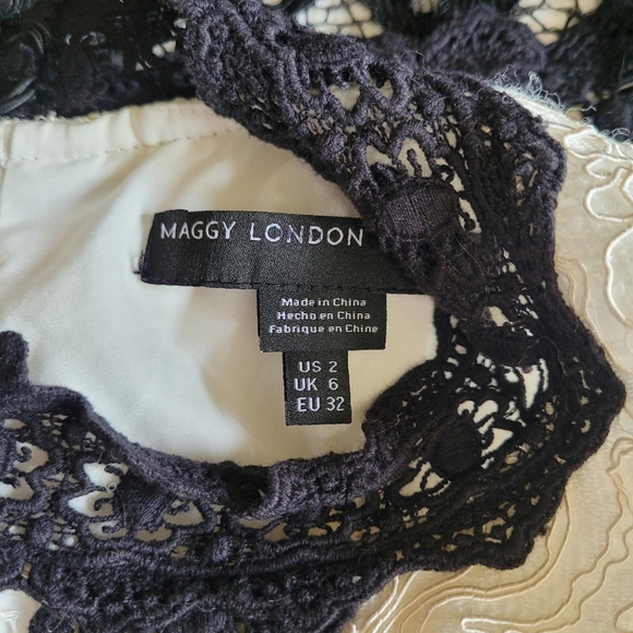 Maggy London drop waist sleeveless lace shift mini dress size 2 - Picture 12 of 14